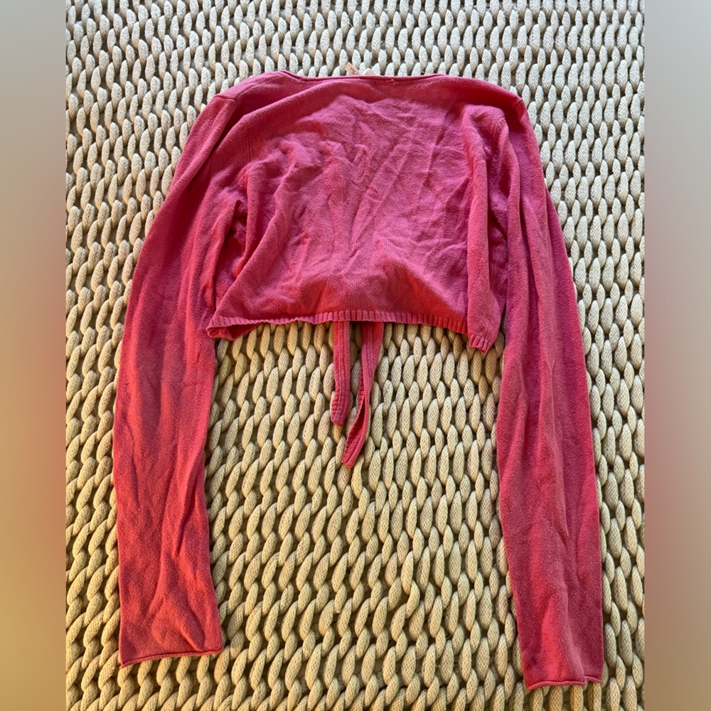 Vintage Y2K Abercrombie & Fitch! Pink crop tie ballerina style sweater size L - Picture 5 of 5